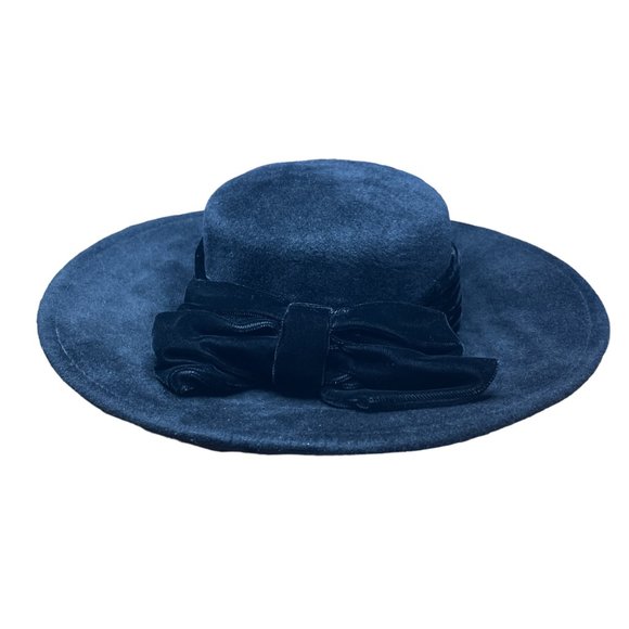 Vintage 90s Plaza Suite By Betmar Women's Black Velvet Ribbon Pretty Woman Hat - Picture 4 of 6